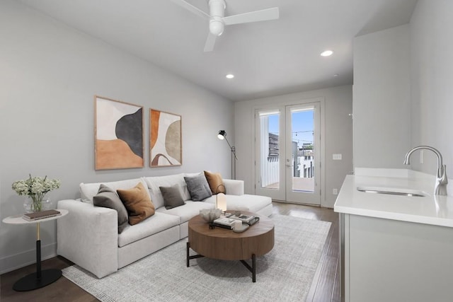 133 City View Ct NE, Atlanta, GA 30308 - living room with wood finished floors, ceiling fan, and recessed lighting