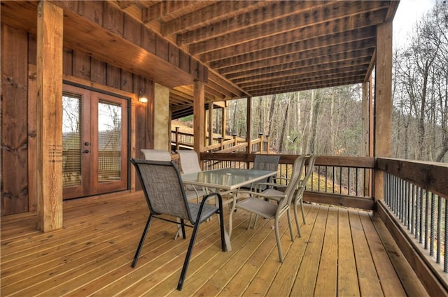 wooden deck with french doors