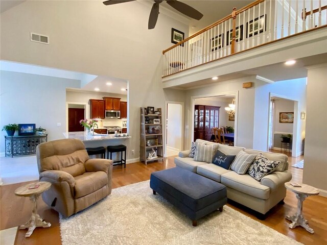 living room featuring hardwood / wood-style floors and french doors