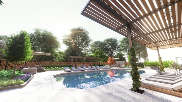 2660 Peachtree Rd NW Unit 18G, Atlanta, GA 30305 - view of swimming pool featuring a pergola, a fenced backyard, and a patio