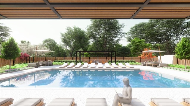 2660 Peachtree Rd NW Unit 18G, Atlanta, GA 30305 - view of pool featuring outdoor lounge area, a fenced backyard, and a patio area