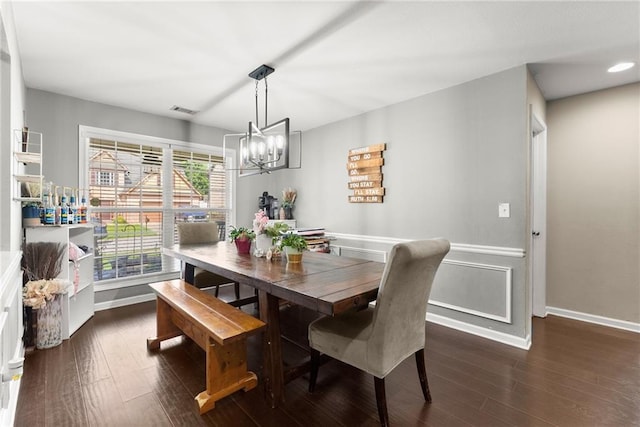 2691 Bald Cypress Dr, Braselton, GA 30517 - dining room featuring dark wood-style floors, a chandelier, and recessed lighting
