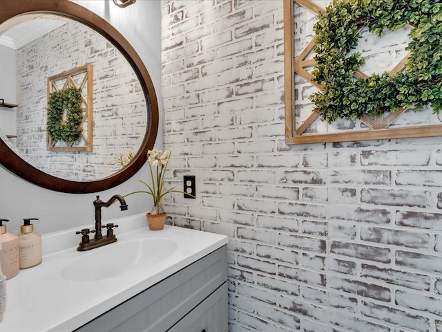 5625 Brookstone Dr NW, Acworth, GA 30101 - bathroom featuring vanity and brick wall