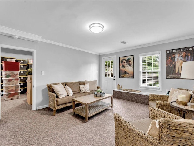 5625 Brookstone Dr NW, Acworth, GA 30101 - living area featuring crown molding, carpet, and baseboards