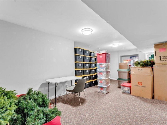 office space with carpet floors and baseboards