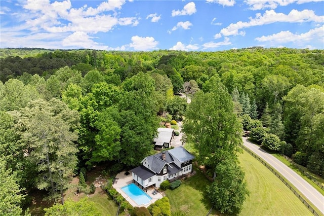 467 Liberty Grove Rd, Alpharetta, GA 30004 - aerial view of property and surrounding area featuring a forest and a pool area
