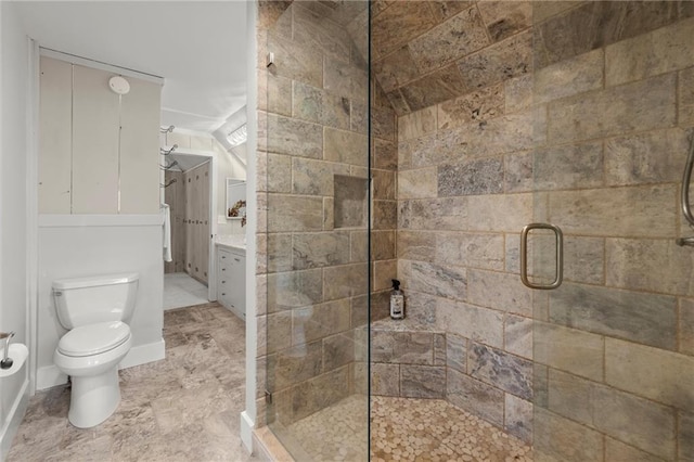 467 Liberty Grove Rd, Alpharetta, GA 30004 - full bathroom featuring a stall shower, toilet, and vanity