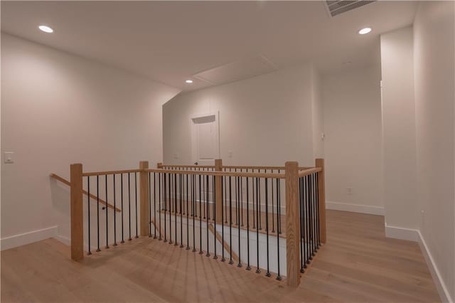 corridor featuring light wood-type flooring