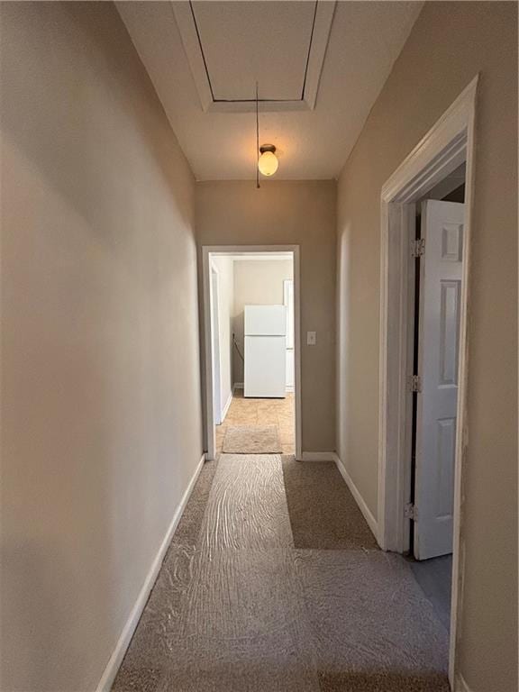 2103 River Rd, Ellenwood, GA 30294 - hallway with attic access and light colored carpet