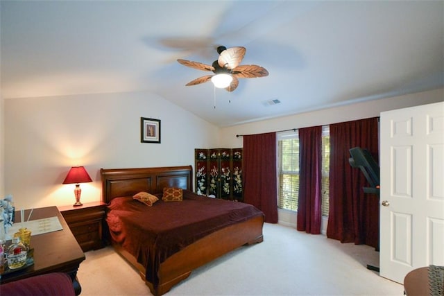 574 Friars Head Dr, Suwanee, GA 30024 - bedroom with vaulted ceiling, light colored carpet, billiards, and a ceiling fan