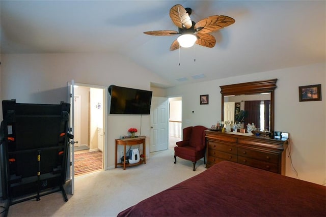 574 Friars Head Dr, Suwanee, GA 30024 - carpeted bedroom featuring vaulted ceiling and ceiling fan