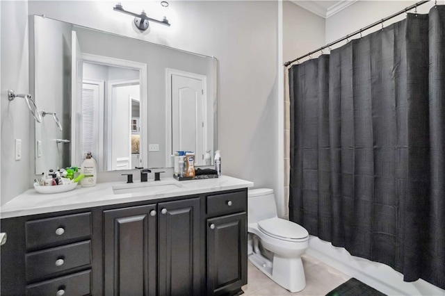 2300 Peachford Rd Unit 1410, Atlanta, GA 30338 - full bathroom featuring toilet, shower / bath combo with shower curtain, tile patterned flooring, and vanity