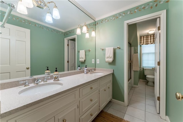 335 Cameron Ridge Dr, Atlanta, GA 30328 - full bath featuring toilet, tile patterned flooring, a shower with door, and a sink