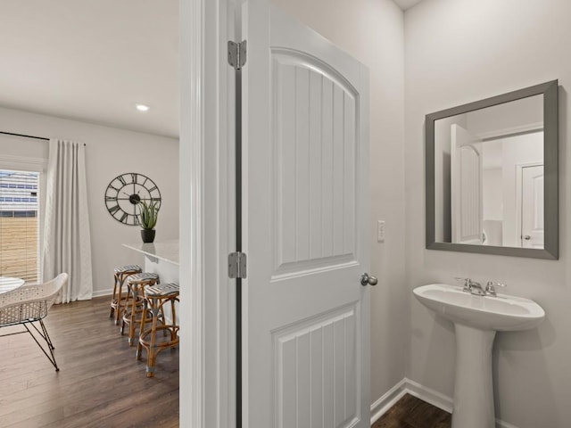 bathroom featuring hardwood / wood-style floors