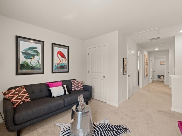 living room with light carpet