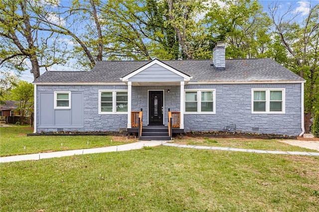 1623 Athens Ave SW, Atlanta, GA 30310 - ranch-style house with a front yard, stone siding, a chimney, and a shingled roof