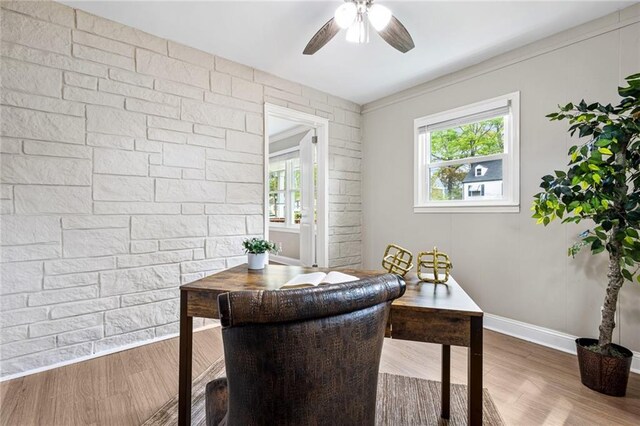 1623 Athens Ave SW, Atlanta, GA 30310 - home office with ceiling fan, a wealth of natural light, wood finished floors, and baseboards