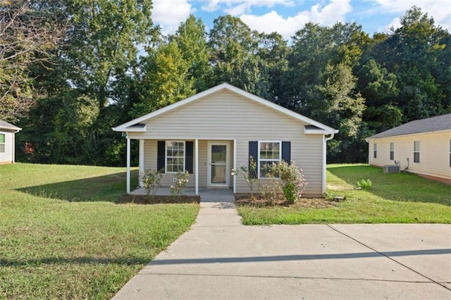 3645 Ten Oaks Cir, Powder Springs, GA 30127 - bungalow-style house featuring a porch, a front yard, cooling unit, and view of scattered trees