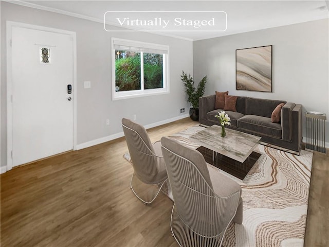 living room featuring hardwood / wood-style flooring and radiator heating unit