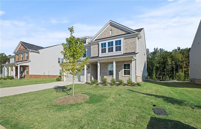 view of front of house featuring a front lawn and a porch