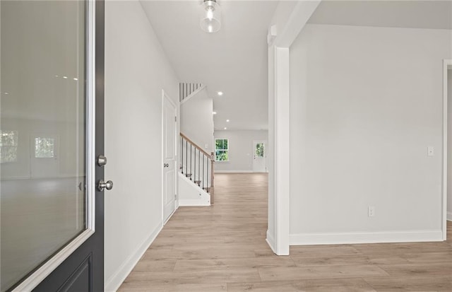 foyer entrance featuring light hardwood / wood-style flooring