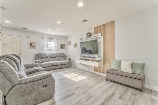 living room featuring light hardwood / wood-style flooring