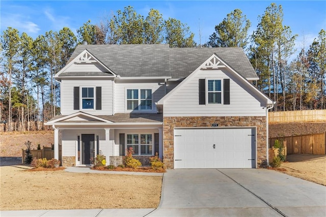 craftsman inspired home featuring a garage