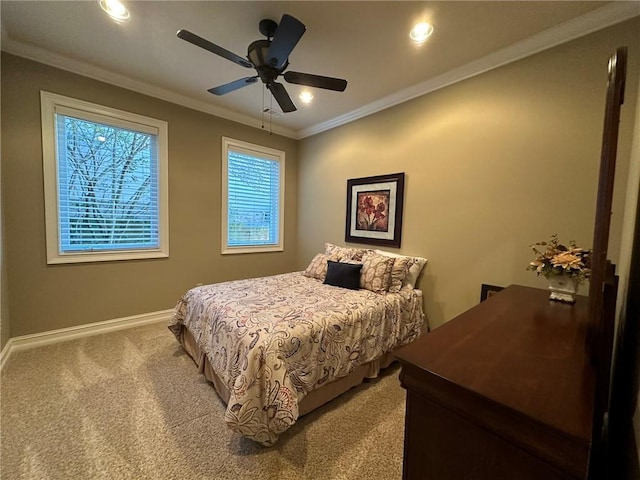 3397 Holly Glen Dr, Dacula, GA 30019 - bedroom with baseboards, recessed lighting, ornamental molding, and carpet floors