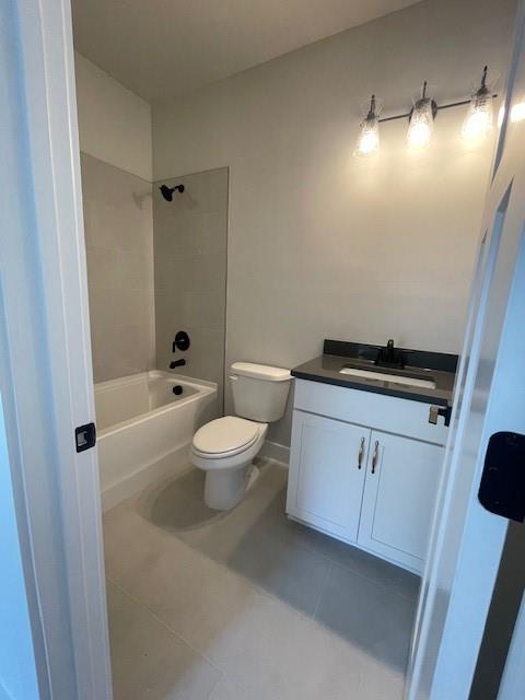 222 Silvercrest Dr, Acworth, GA 30101 - bathroom featuring vanity, toilet, tile patterned floors, and shower / bathtub combination