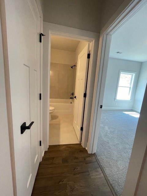 222 Silvercrest Dr, Acworth, GA 30101 - hall featuring dark wood-style flooring