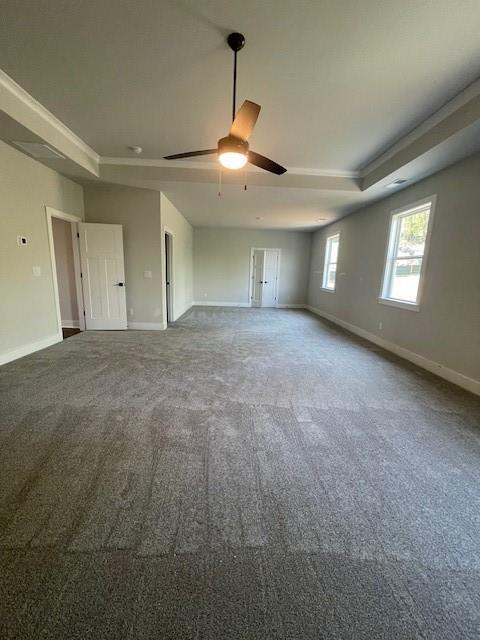 222 Silvercrest Dr, Acworth, GA 30101 - spare room featuring baseboards, carpet flooring, and ceiling fan