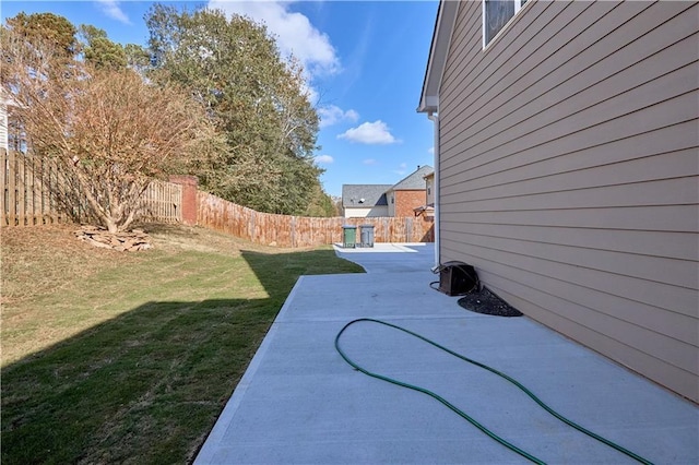 exterior space featuring a patio and a fenced backyard