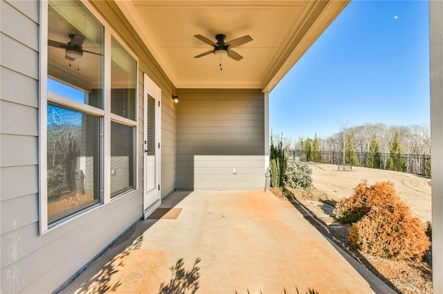 view of patio / terrace with ceiling fan