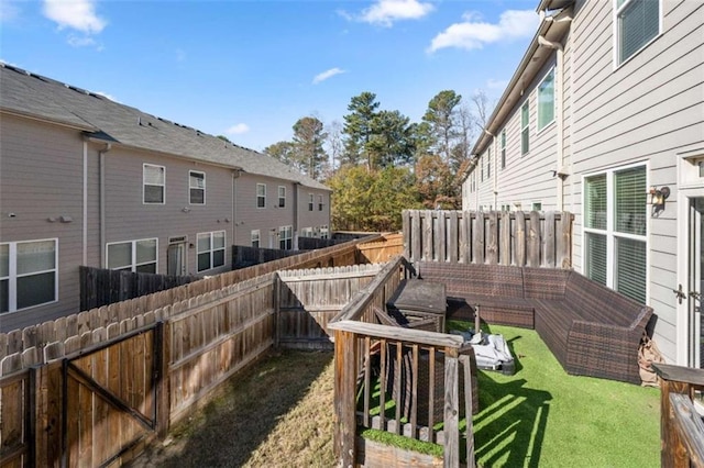 view of yard featuring a fenced backyard