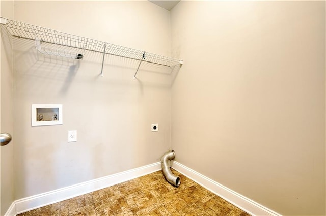 washroom with electric dryer hookup and hookup for a washing machine