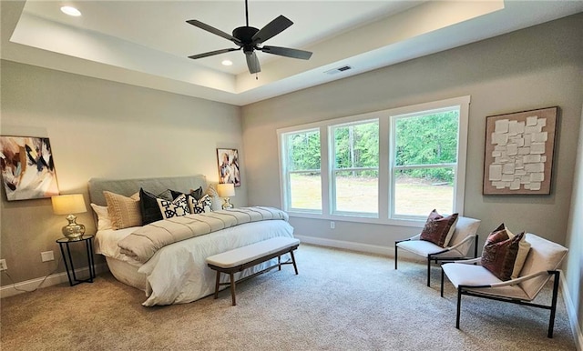 101 Red Oak Ln, Carrollton, GA 30116 - bedroom with a raised ceiling, baseboards, carpet floors, and recessed lighting