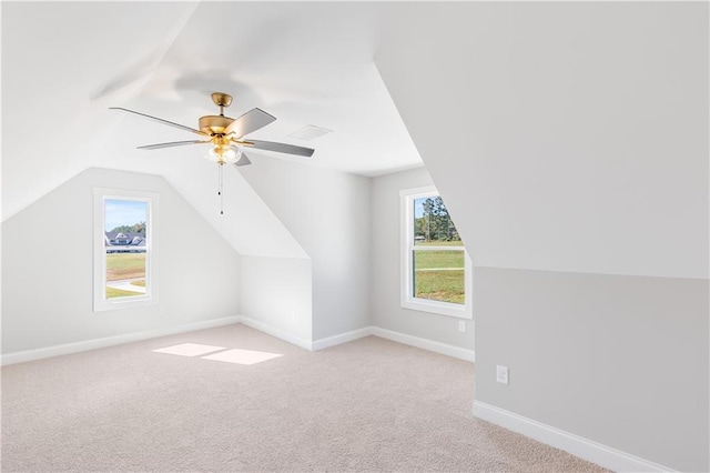 101 Red Oak Ln, Carrollton, GA 30116 - bonus room featuring lofted ceiling, carpet floors, baseboards, and ceiling fan