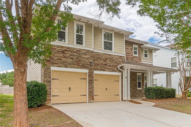 view of front of house with a garage