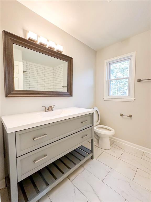 bathroom with vanity and toilet