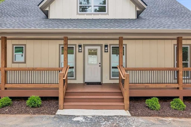 property entrance featuring covered porch