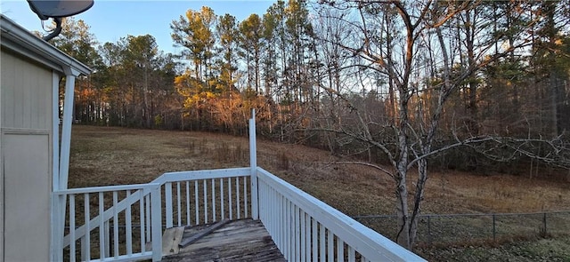 view of yard featuring a wooden deck