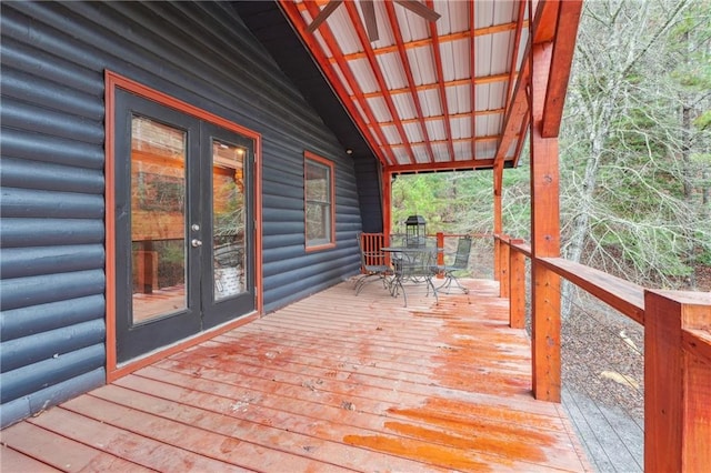 wooden deck with french doors