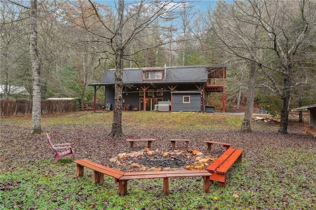 view of yard with a wooden deck