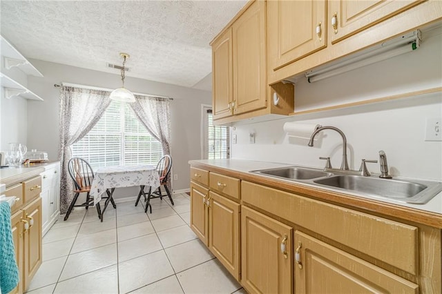 901 Elijah Way, Bethlehem, GA 30620 - kitchen with open shelves, a sink, light tile patterned floors, light countertops, and baseboards