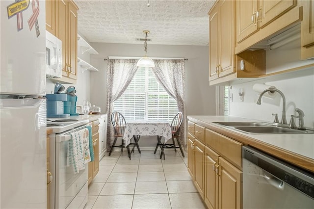 901 Elijah Way, Bethlehem, GA 30620 - kitchen featuring white appliances, a sink, light brown cabinetry, and light countertops