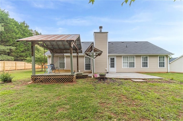901 Elijah Way, Bethlehem, GA 30620 - back of property featuring a chimney, a deck, a patio area, and a gazebo