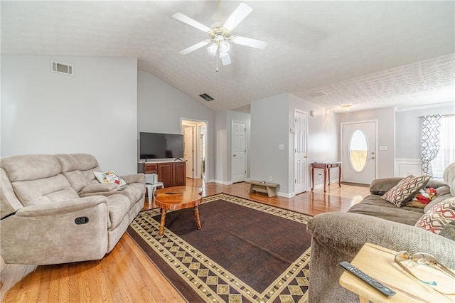 901 Elijah Way, Bethlehem, GA 30620 - living room with light wood finished floors, a ceiling fan, lofted ceiling, and baseboards