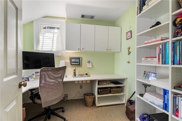 office with carpet floors and visible vents