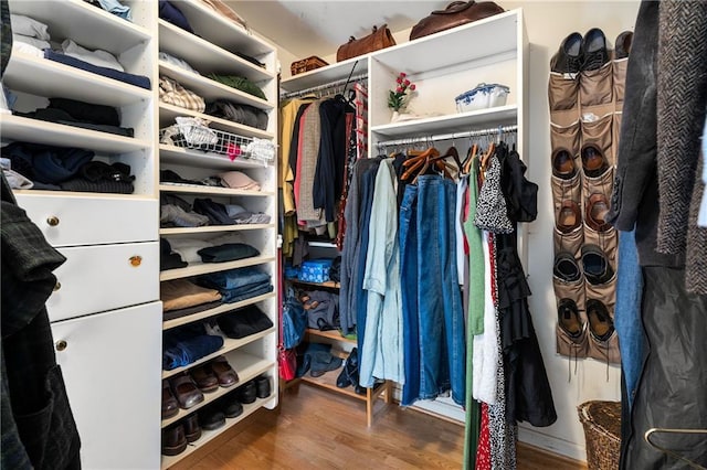 spacious closet with wood finished floors