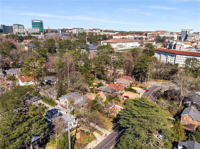 drone / aerial view with a view of city